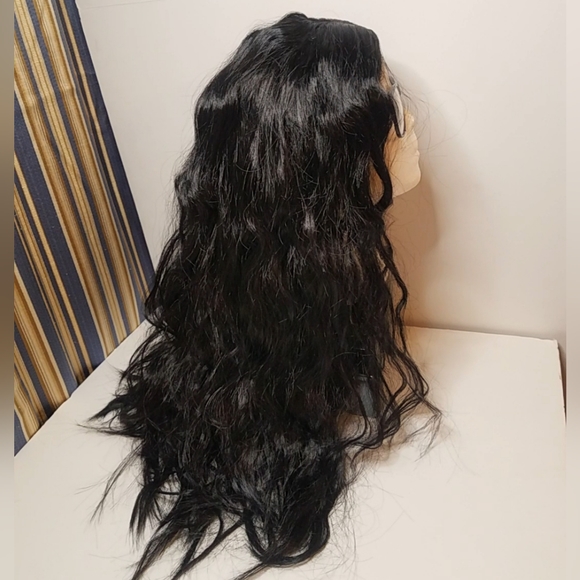 Synthetic Black Wavy Curl Full Wig with Cap 24" - Picture 4 of 7